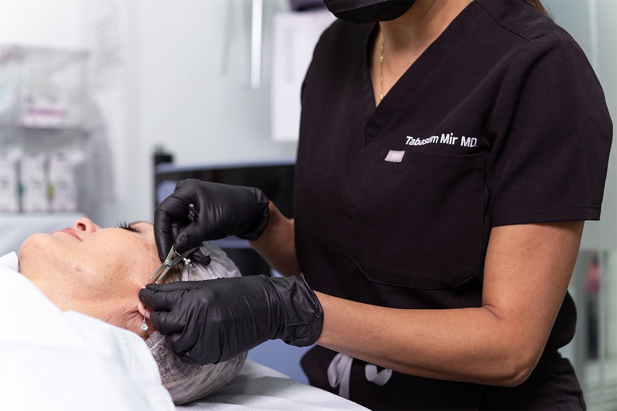 woman during jaw lift in NYC